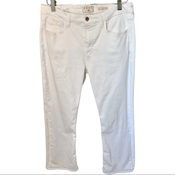 7 FOR ALL MANKIND Jen 7 Petite Slim Bootcut Jeans White Stretch Denim Midrise - Picture 8 of 12